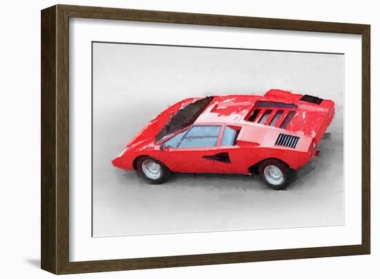 1974 Lamborghini Countach Watercolor-NaxArt-Framed Art Print