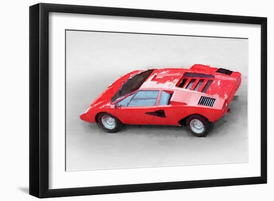 1974 Lamborghini Countach Watercolor-NaxArt-Framed Art Print