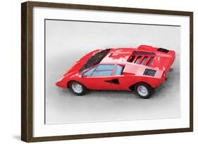 1974 Lamborghini Countach Watercolor-NaxArt-Framed Art Print