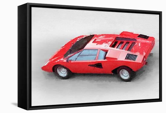 1974 Lamborghini Countach Watercolor-NaxArt-Framed Stretched Canvas