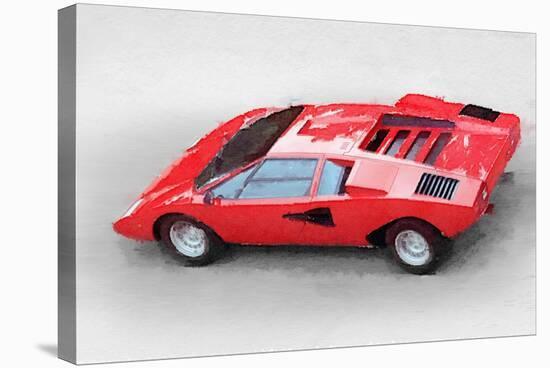 1974 Lamborghini Countach Watercolor-NaxArt-Stretched Canvas