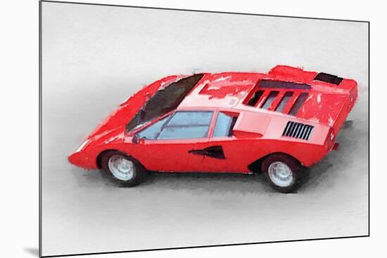 1974 Lamborghini Countach Watercolor-NaxArt-Mounted Art Print