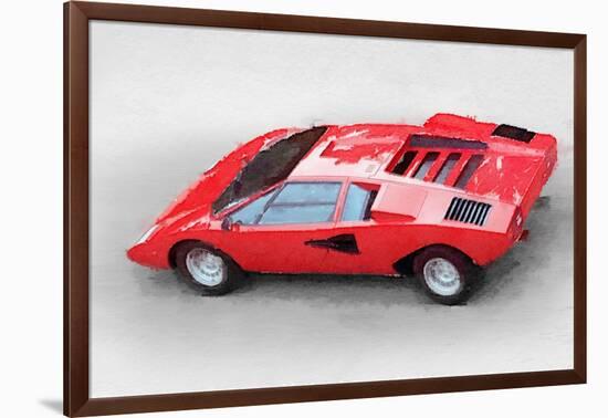 1974 Lamborghini Countach Watercolor-NaxArt-Framed Art Print