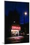 1980s 24 Hour Drug Store at Night Pink Neon Sign-null-Mounted Photographic Print