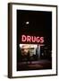 1980s Drug Store at Night Pink Neon Sign-null-Framed Photographic Print