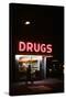 1980s Drug Store at Night Pink Neon Sign-null-Stretched Canvas