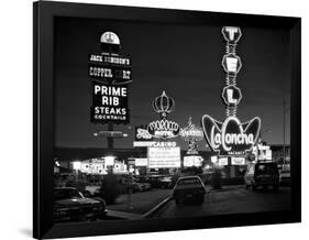 1980s Night Neon on the Strip for El Morocco La Concha Stardust Las Vegas,, Nevada-null-Framed Photographic Print