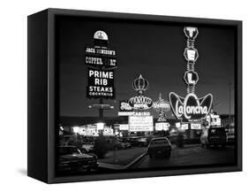 1980s Night Neon on the Strip for El Morocco La Concha Stardust Las Vegas,, Nevada-null-Framed Stretched Canvas