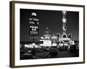 1980s Night Neon on the Strip for El Morocco La Concha Stardust Las Vegas,, Nevada-null-Framed Photographic Print