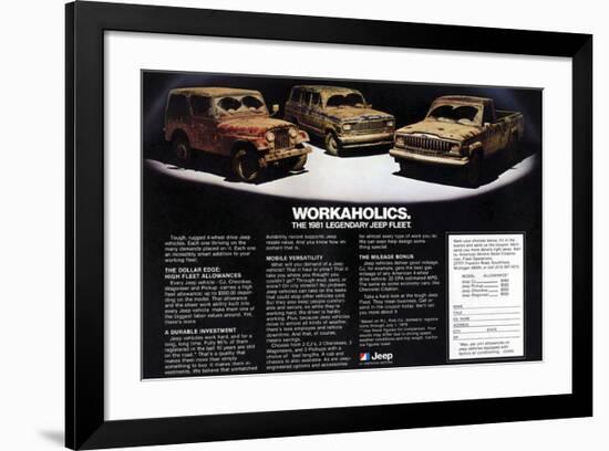 1981 Jeep Fleet-Workaholics-null-Framed Art Print