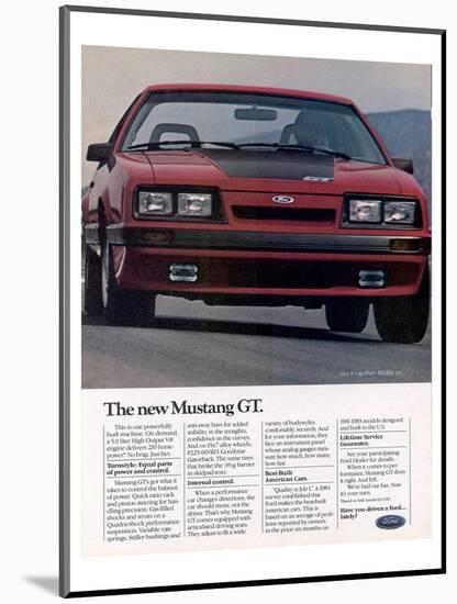 1985 the New Mustang GT-null-Mounted Art Print