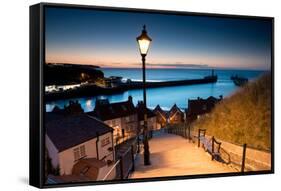 199 Steps of Whitby in the North Yorkshire at Sunset , United Kingdom-stocker1970-Framed Stretched Canvas