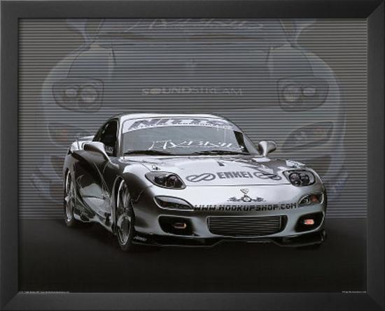 1995 Mazda RX7 Silver Car Art Print Poster-null-Framed Art Print