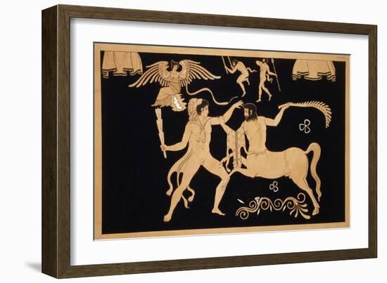 19th Century Antique Vase Illustration of Hercules Fighting Centaur Chiron-Stapleton Collection-Framed Giclee Print