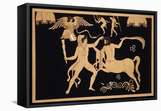 19th Century Antique Vase Illustration of Hercules Fighting Centaur Chiron-Stapleton Collection-Framed Stretched Canvas