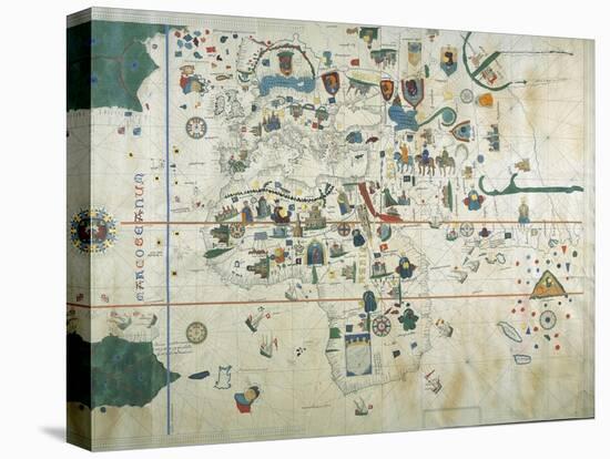 19th Century Copy of the Nautical Planisphere, 1500-Juan de la Cosa-Stretched Canvas