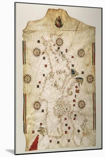19th Century Copy of the Nautical Planisphere, 1500-Juan de la Cosa-Mounted Giclee Print
