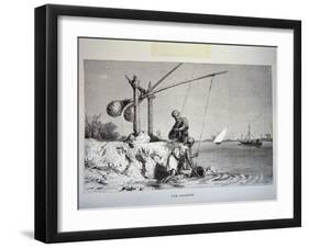 19th-Century Engraving of Egyptian Men Using a Shadoof-null-Framed Giclee Print