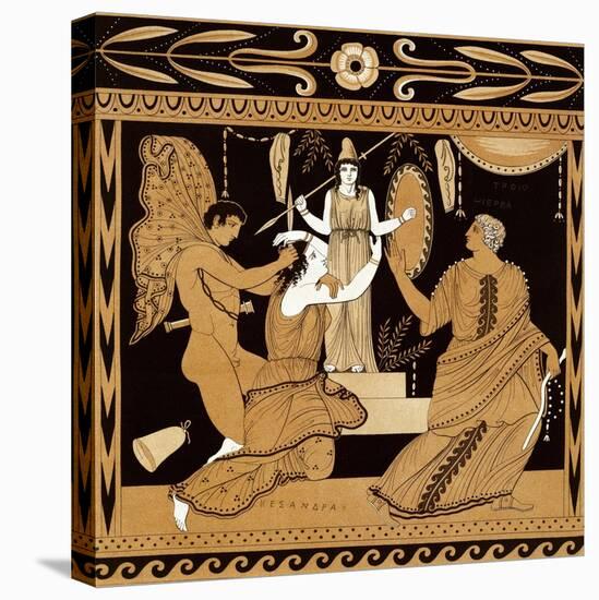 19th Century Greek Vase Illustration of Cassandra with Apollo and Minerva-Stapleton Collection-Stretched Canvas