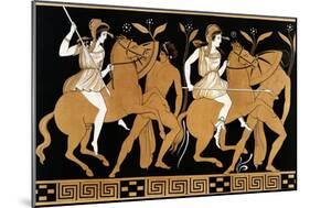 19th Century Greek Vase Illustration of Two Amazons on Horses After Two Youths-Stapleton Collection-Mounted Giclee Print