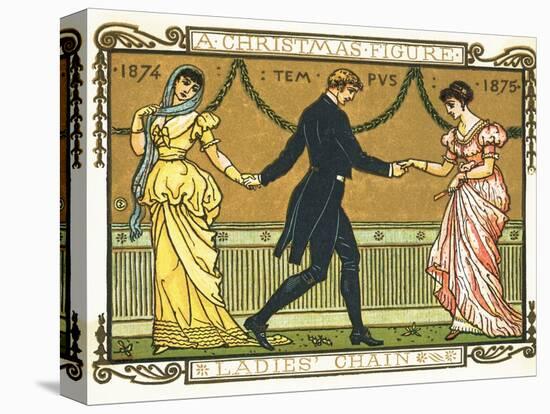 19th-Century Illustration of a Man Dancing Between Two Women-Bettmann-Stretched Canvas