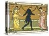 19th-Century Illustration of a Man Dancing Between Two Women-Bettmann-Stretched Canvas