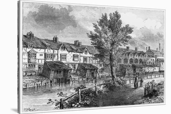 19th-Century Illustration of Old Houses in London Street, Dockhead-null-Stretched Canvas