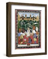 19th-Century Indian Painting of the Wife of Rajah Ramchanderjee in Rawan's Garden-null-Framed Giclee Print