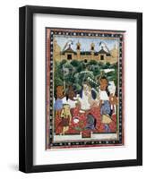 19th-Century Indian Painting of the Wife of Rajah Ramchanderjee in Rawan's Garden-null-Framed Giclee Print