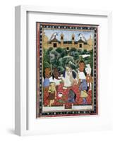 19th-Century Indian Painting of the Wife of Rajah Ramchanderjee in Rawan's Garden-null-Framed Giclee Print