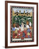 19th-Century Indian Painting of the Wife of Rajah Ramchanderjee in Rawan's Garden-null-Framed Giclee Print