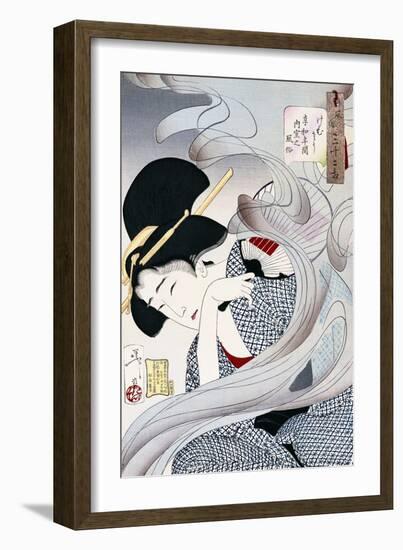 19th Century Japanese Print of a Woman with a Fan-Stefano Bianchetti-Framed Giclee Print