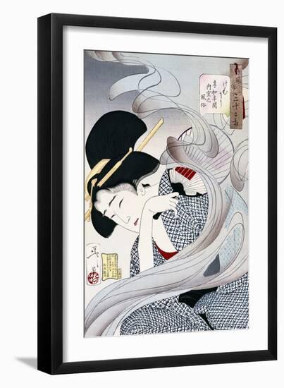 19th Century Japanese Print of a Woman with a Fan-Stefano Bianchetti-Framed Giclee Print