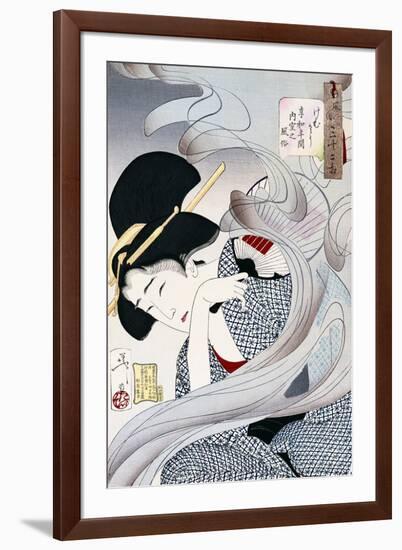 19th Century Japanese Print of a Woman with a Fan-Stefano Bianchetti-Framed Giclee Print