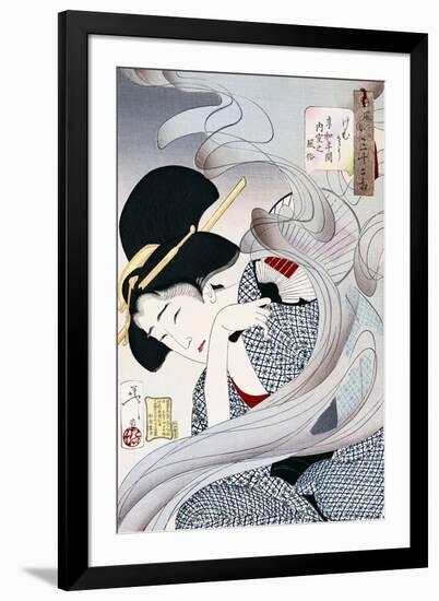 19th Century Japanese Print of a Woman with a Fan-Stefano Bianchetti-Framed Giclee Print