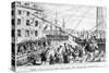 19Th-Century Lithograph of Boston Tea Party-Philip Gendreau-Stretched Canvas