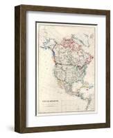 19Th Century Map Of North America-Tektite-Framed Art Print