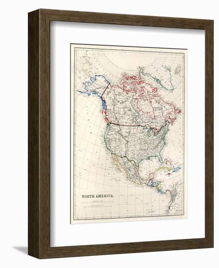 19Th Century Map Of North America-Tektite-Framed Art Print