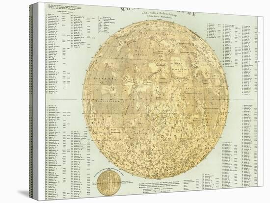 19th Century Map of the Moon-Detlev Van Ravenswaay-Stretched Canvas