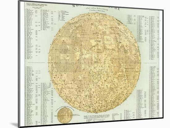 19th Century Map of the Moon-Detlev Van Ravenswaay-Mounted Photographic Print