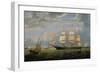 19th century painting of the Golden Gate merchant ship as it enters New York Harbor, 1854.-Vernon Lewis Gallery-Framed Art Print