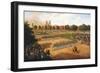 19th century painting of the Seventh Regiment assembling for review on Washington Square, New York.-Vernon Lewis Gallery-Framed Art Print