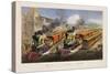 19th century print showing lightning express trains leaving the junction.-Vernon Lewis Gallery-Stretched Canvas