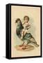 19th-Century Trade Card Depicting a Child Riding a Pigeon-null-Framed Stretched Canvas