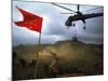 1st Air Cavalry Skycrane Helicopter Delivering Ammunition and Supplies to US Marines-Larry Burrows-Mounted Photographic Print