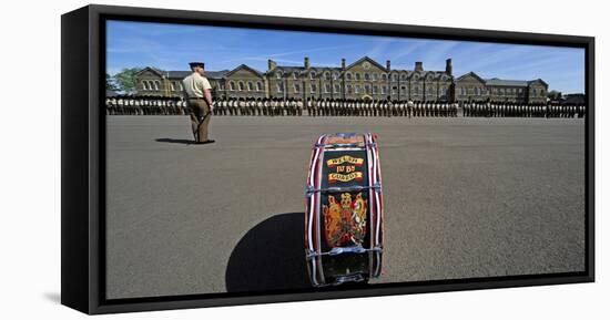 1st Battalion Welsh Guards on the Drill Square at Cavalry Barracks, Hounslow, London-null-Framed Stretched Canvas