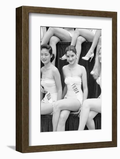 1st Miss Universe Contest, Miss Hong Kong Judy Dan and Miss India Indrani Rahman, CA, 1952-George Silk-Framed Photographic Print