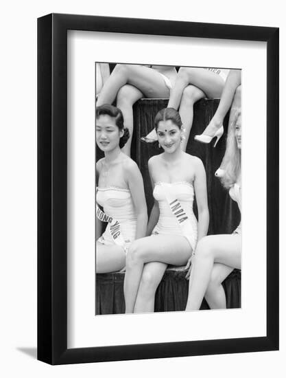 1st Miss Universe Contest, Miss Hong Kong Judy Dan and Miss India Indrani Rahman, CA, 1952-George Silk-Framed Photographic Print