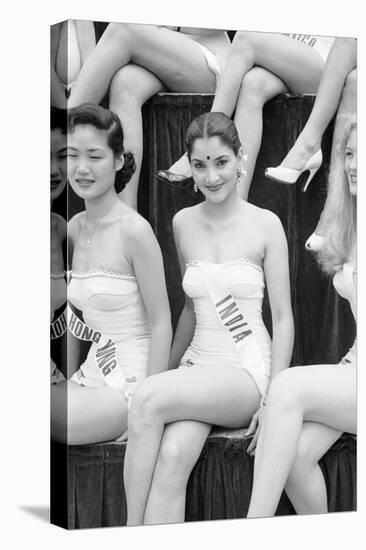 1st Miss Universe Contest, Miss Hong Kong Judy Dan and Miss India Indrani Rahman, CA, 1952-George Silk-Stretched Canvas