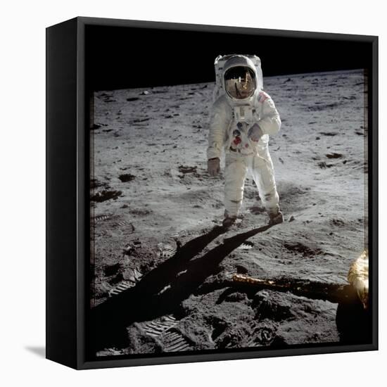 1st Steps of Human on Moon: American Astronaut Edwin "Buzz" Aldrinwalking on the Moon-null-Framed Stretched Canvas